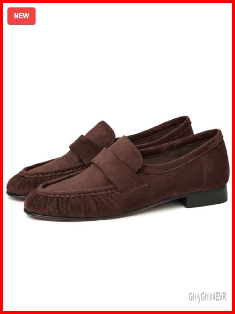 Women's Suede Loafers Chunky Heel Round Toe Slip On Comfort Work Dressy Flat